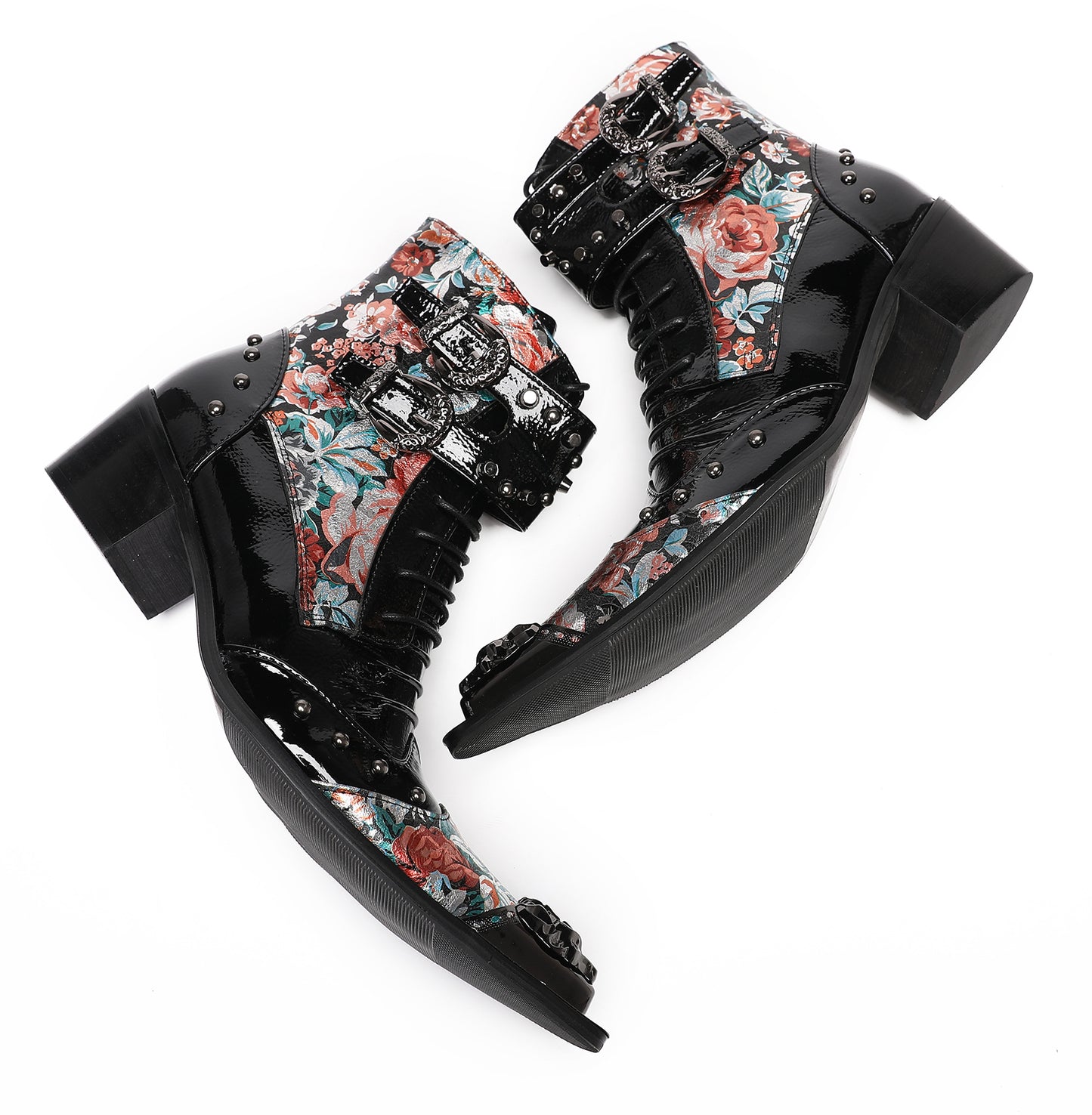 Mens Metal Tip Toe Beaded Hight Top Cowboy Western Boots
