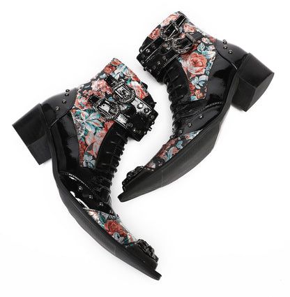 Mens Metal Tip Toe Beaded Hight Top Cowboy Western Boots