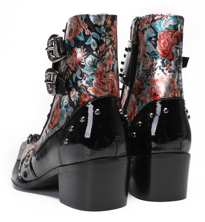Mens Metal Tip Toe Beaded Hight Top Cowboy Western Boots