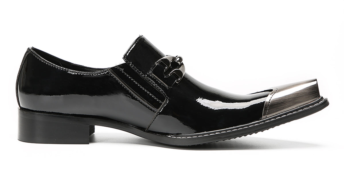 Mens Metal Pointed Toe Party Prom Disco Stage Western Loafers