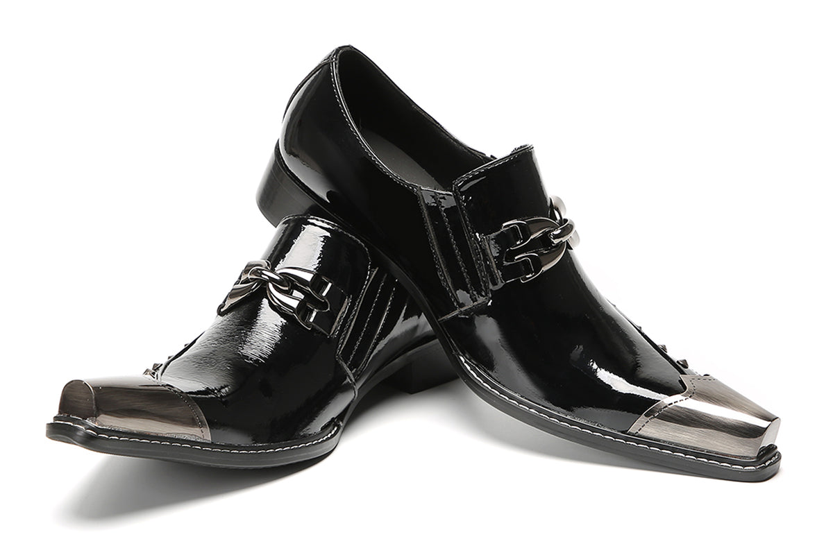 Mens Metal Pointed Toe Party Prom Disco Stage Western Loafers