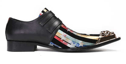 Mens Party Dress Casual Metal-Tip Toe Double Buckle Western Loafers