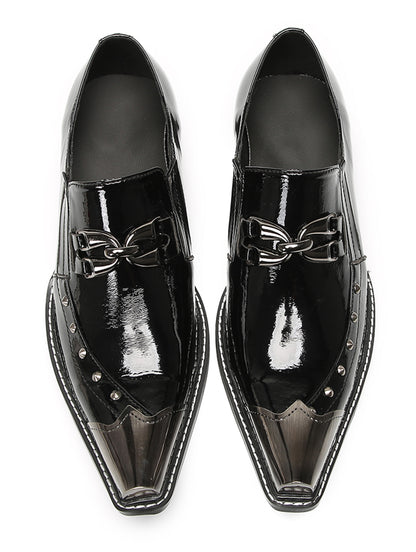 Mens Metal Pointed Toe Party Prom Disco Stage Western Loafers