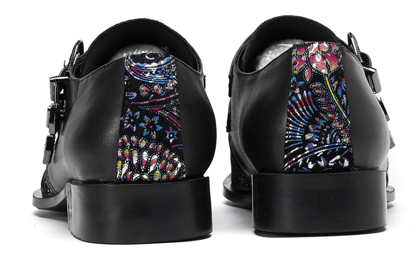 Mens Stylish Fashion Paisley Print Double Monk Strap Western Loafers