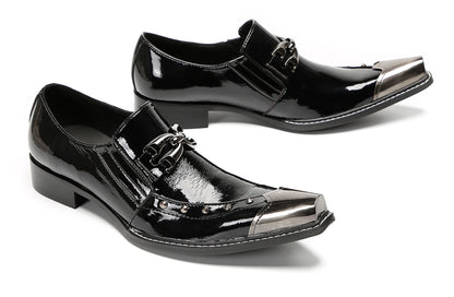 Mens Metal Pointed Toe Party Prom Disco Stage Western Loafers