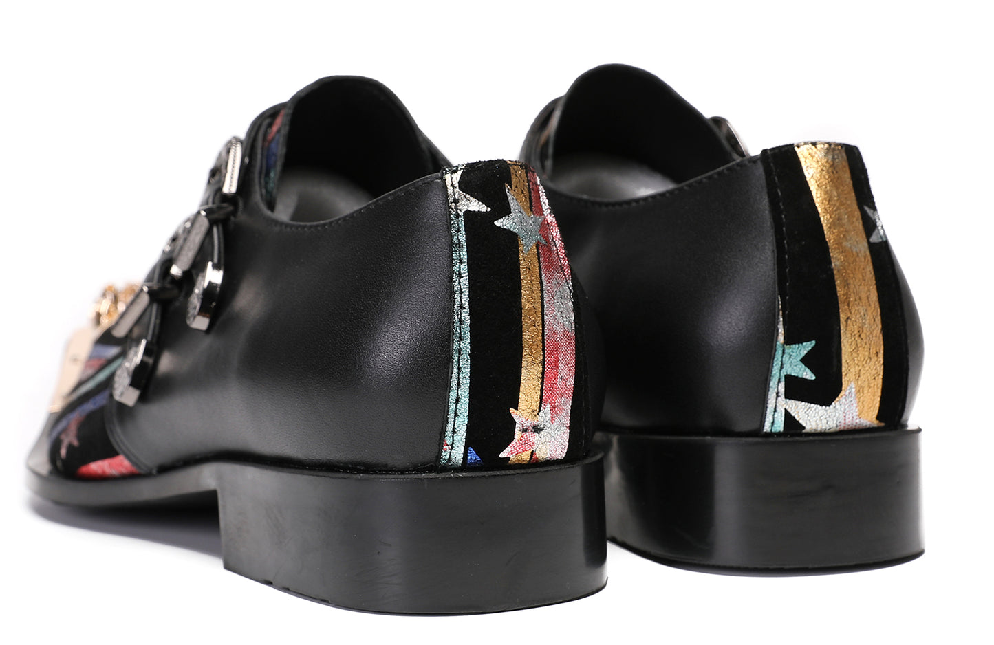 Mens Party Dress Casual Metal-Tip Toe Double Buckle Western Loafers
