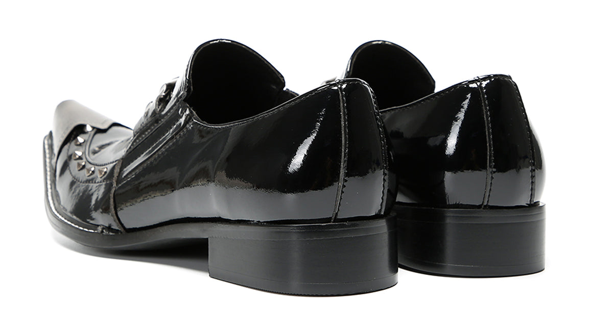 Mens Metal Pointed Toe Party Prom Disco Stage Western Loafers