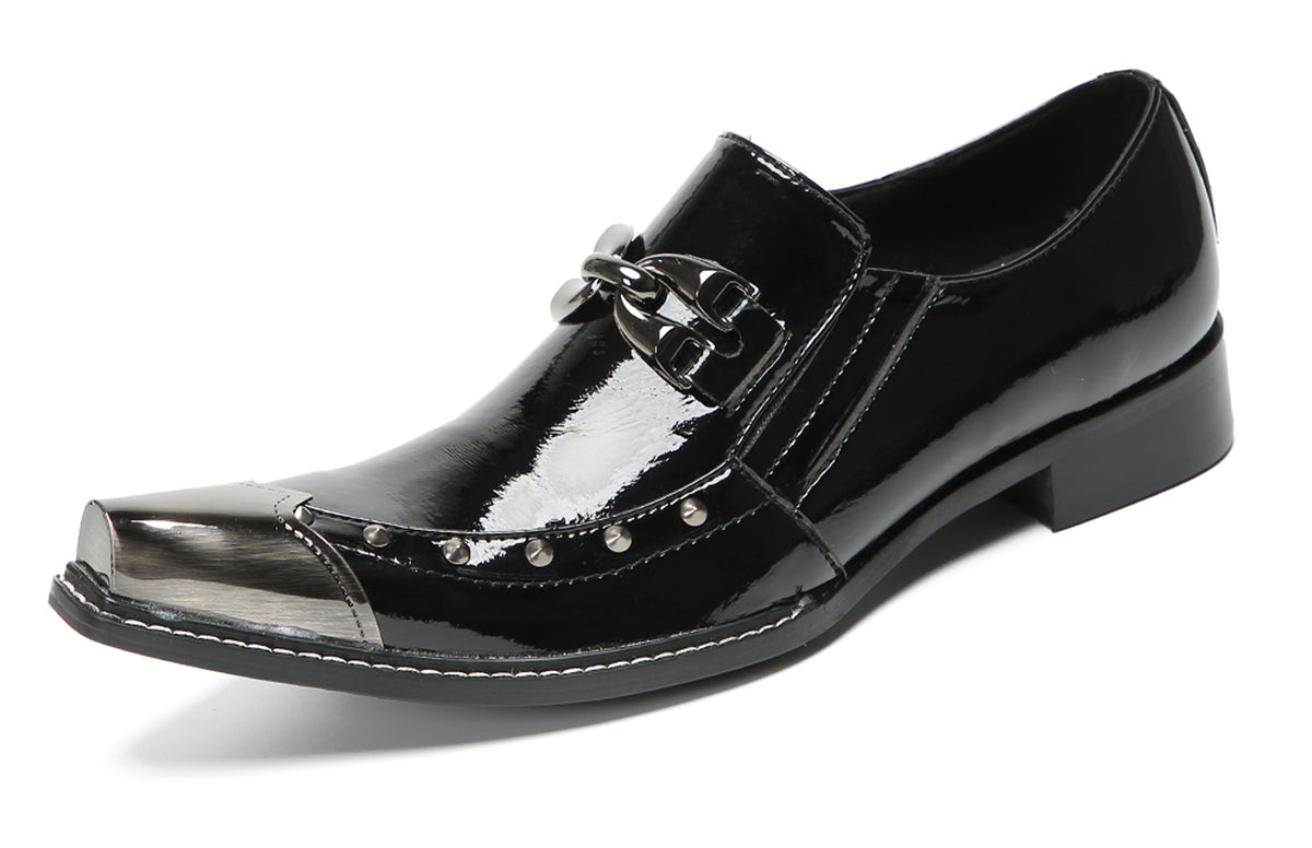 Mens Metal Pointed Toe Party Prom Disco Stage Western Loafers