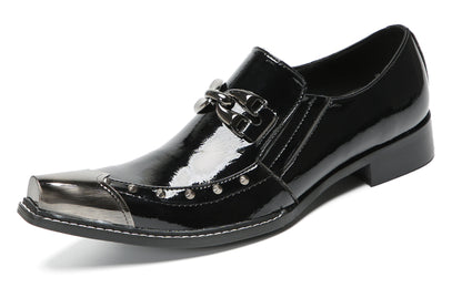 Mens Metal Pointed Toe Party Prom Disco Stage Western Loafers