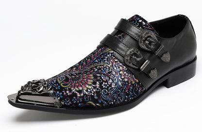 Mens Stylish Fashion Paisley Print Double Monk Strap Western Loafers