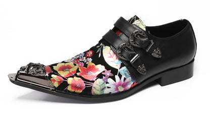 Mens Metal-Tip Toe Buckle Prom Slip On Western Loafers