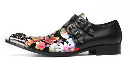 Mens Metal-Tip Toe Buckle Prom Slip On Western Loafers