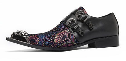 Mens Stylish Fashion Paisley Print Double Monk Strap Western Loafers