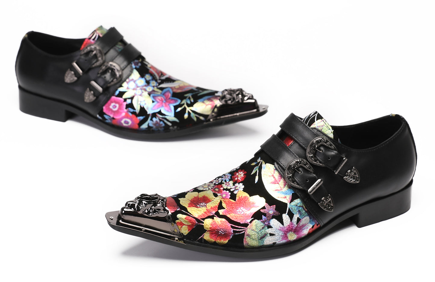 Mens Metal-Tip Toe Buckle Prom Slip On Western Loafers