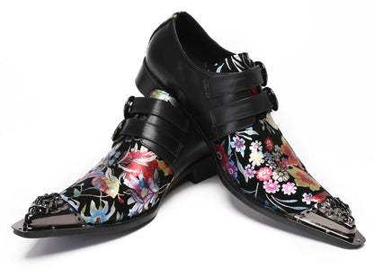 Mens Metal-Tip Toe Buckle Prom Slip On Western Loafers