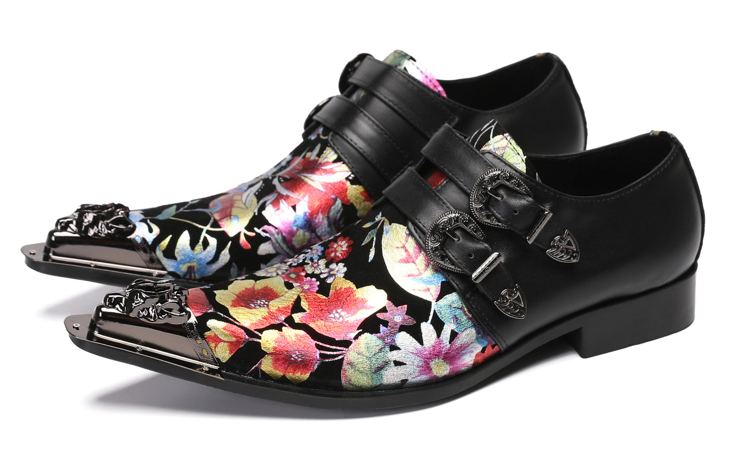 Mens Metal-Tip Toe Buckle Prom Slip On Western Loafers