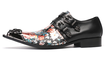 Mens Metal-Tip Toe Buckle Prom Slip On Western Loafers
