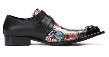 Mens Metal-Tip Toe Buckle Prom Slip On Western Loafers
