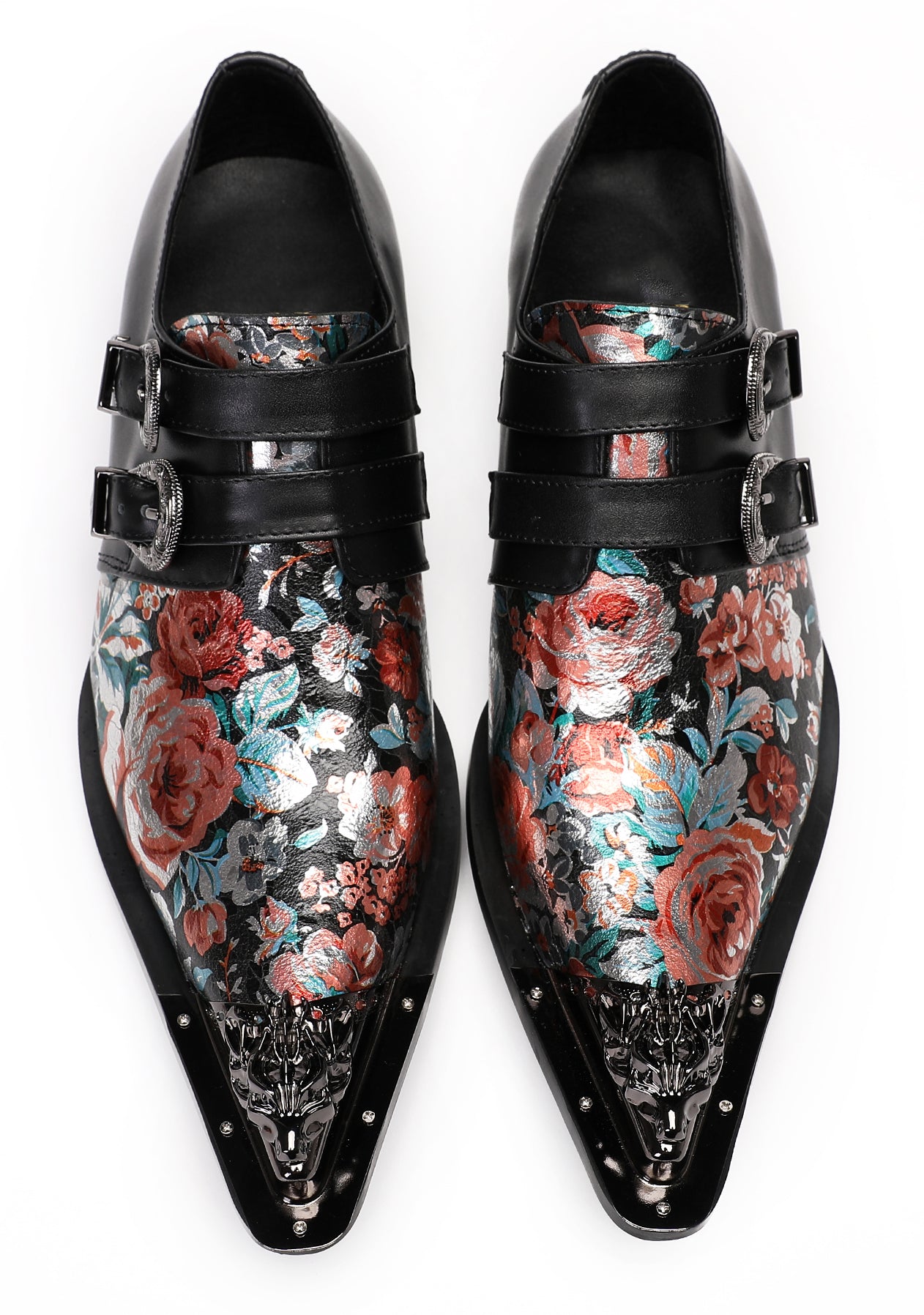 Mens Metal-Tip Toe Buckle Prom Slip On Western Loafers