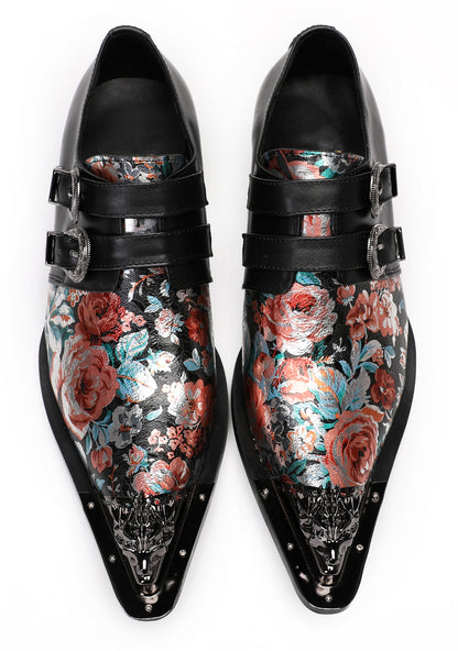 Mens Metal-Tip Toe Buckle Prom Slip On Western Loafers