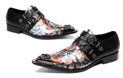 Mens Metal-Tip Toe Buckle Prom Slip On Western Loafers