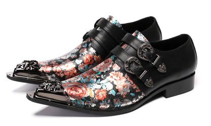 Mens Metal-Tip Toe Buckle Prom Slip On Western Loafers