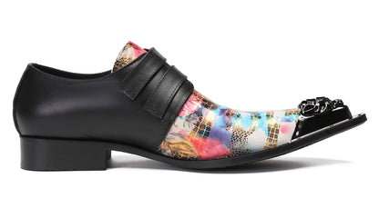 Mens Metal-Tip Toe Buckle Prom Slip On Western Loafers