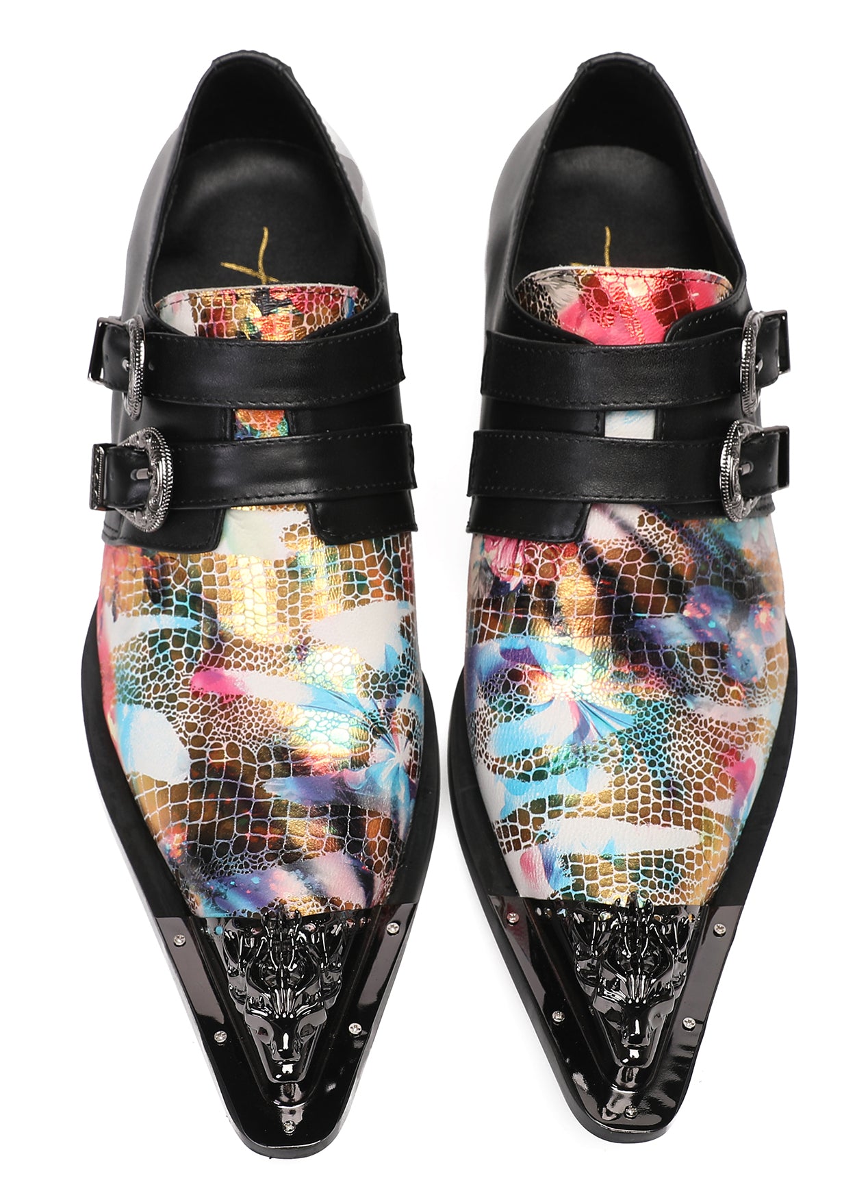 Mens Metal-Tip Toe Buckle Prom Slip On Western Loafers