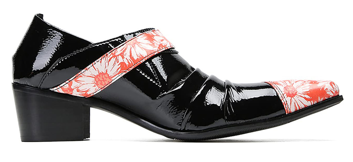 Mens Genunie Leather Casual Dress Slip On Buckle Two Tone Heel Loafers