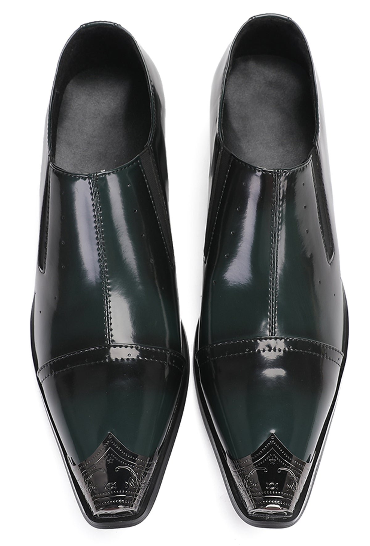 Mens Dress Slip On Disco Party Heel Metal Tip Toe Western Loafers