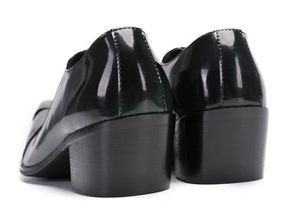 Mens Dress Slip On Disco Party Heel Metal Tip Toe Western Loafers