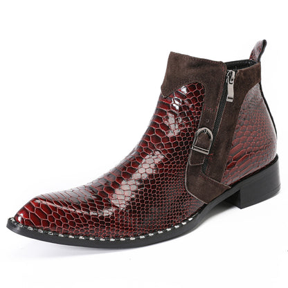 Mens Handmade Top-Grain Leather Zip Western Cowboy Ankle Boots