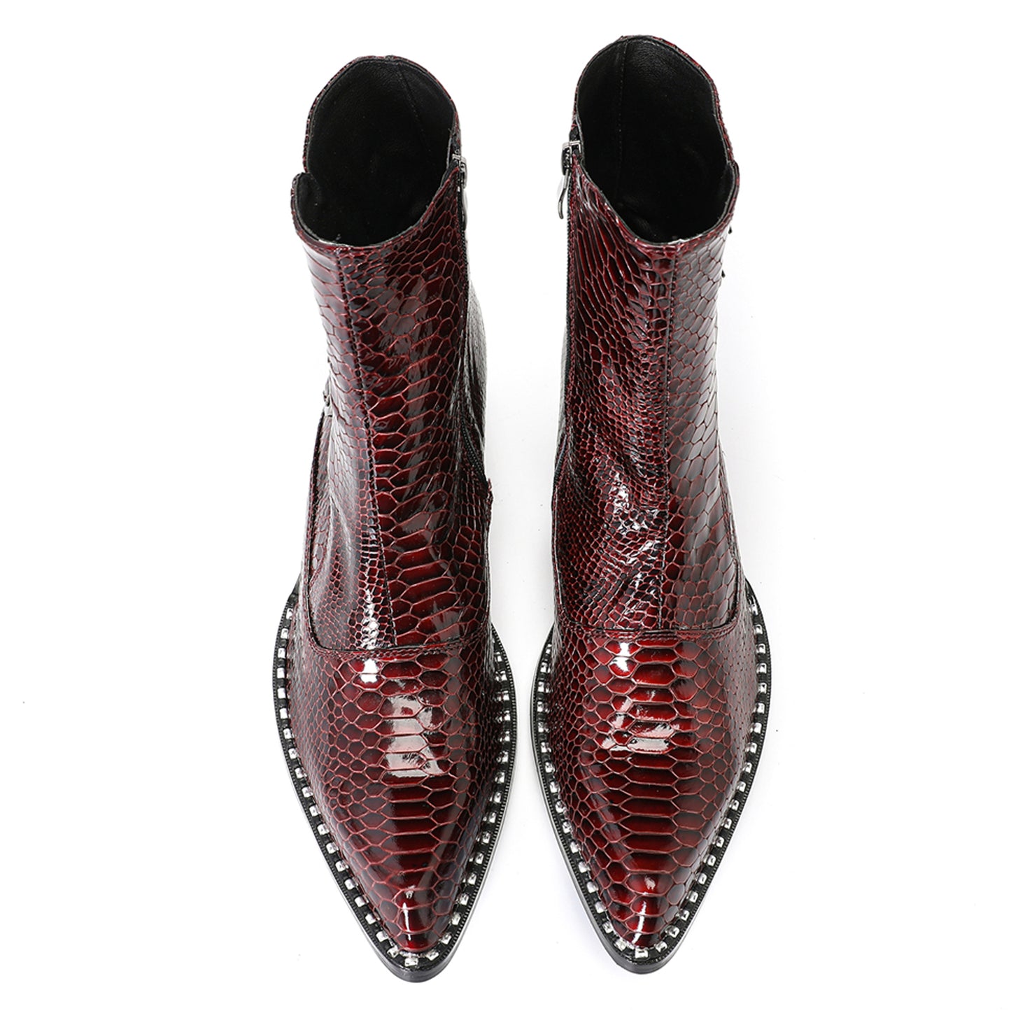 Mens Croc-Embossed Leather Buckle Cowboy Ankle Boots
