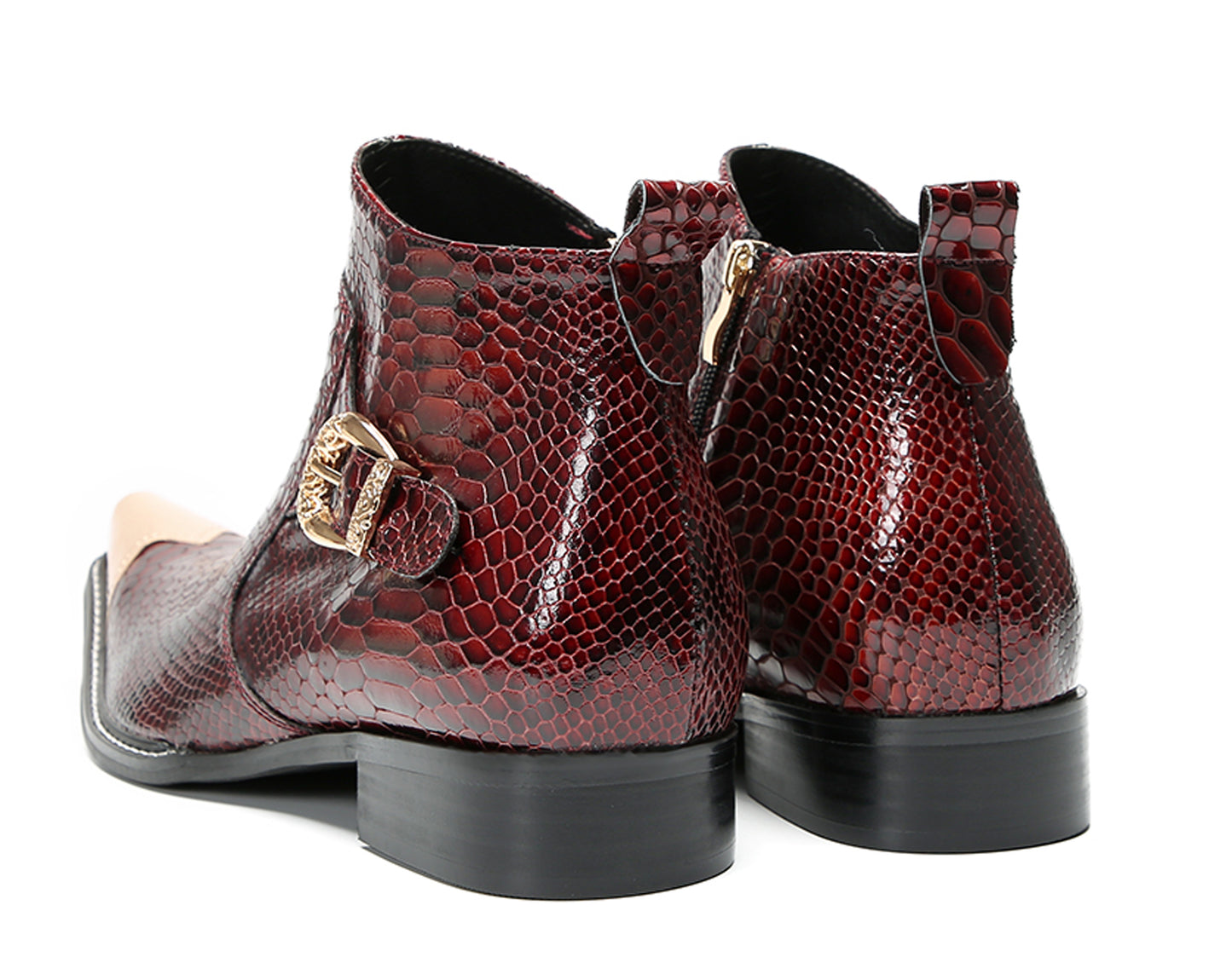 Mens Luxury Handmade Metal Pointed Toe Snakeskin Ankles Western Boots