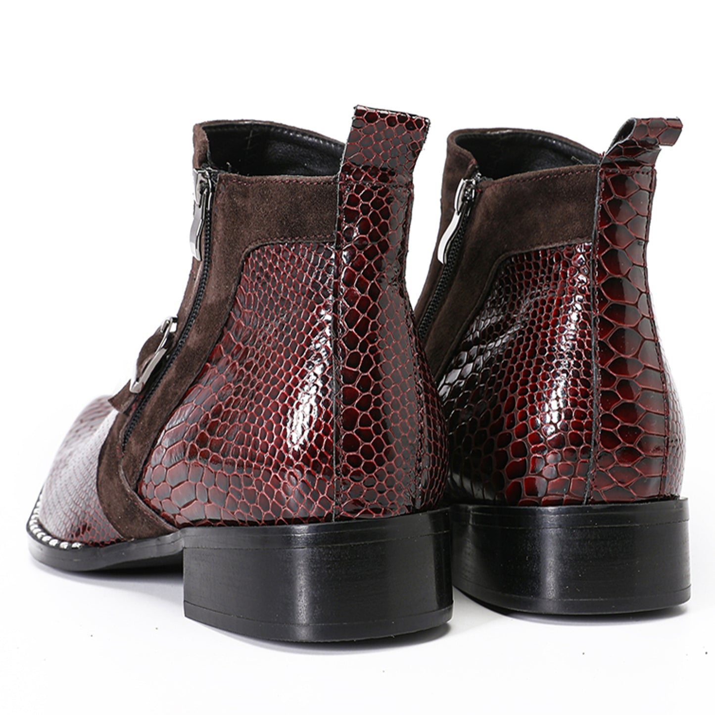Mens Handmade Top-Grain Leather Zip Western Cowboy Ankle Boots