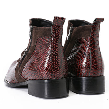 Mens Handmade Top-Grain Leather Zip Western Cowboy Ankle Boots