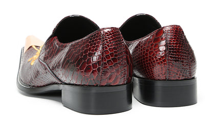 Mens Embroidered Gold Metal Toe Dress Western Loafers