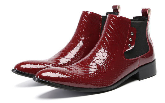 Mens Top-Grain Leather Slip-On Chelsea Boots