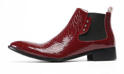 Mens Top-Grain Leather Slip-On Chelsea Boots