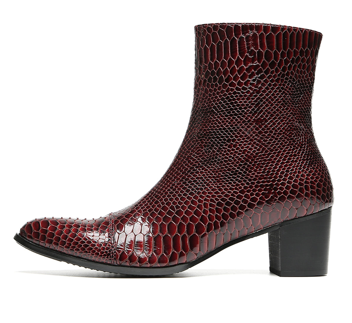 Mens Snakeskin Side Zipper Cowboy Western Boots