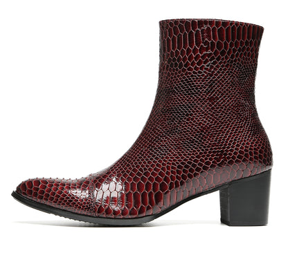 Mens Snakeskin Side Zipper Cowboy Western Boots