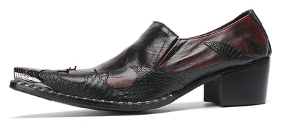 Mens Genuine Leather Metal Pointed Toe Two Tone Western Loafers