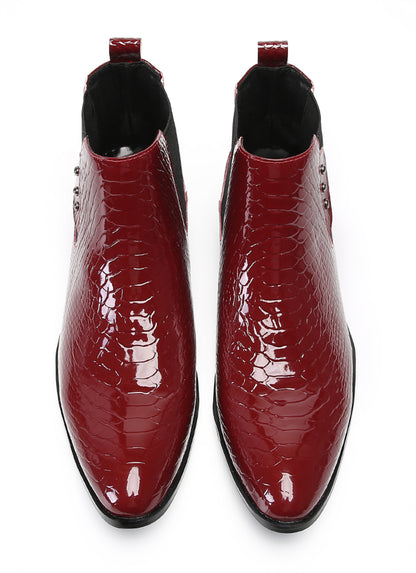 Mens Top-Grain Leather Slip-On Chelsea Boots