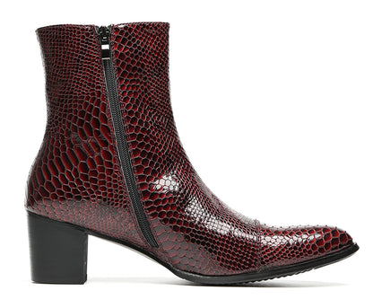 Mens Snakeskin Side Zipper Cowboy Western Boots