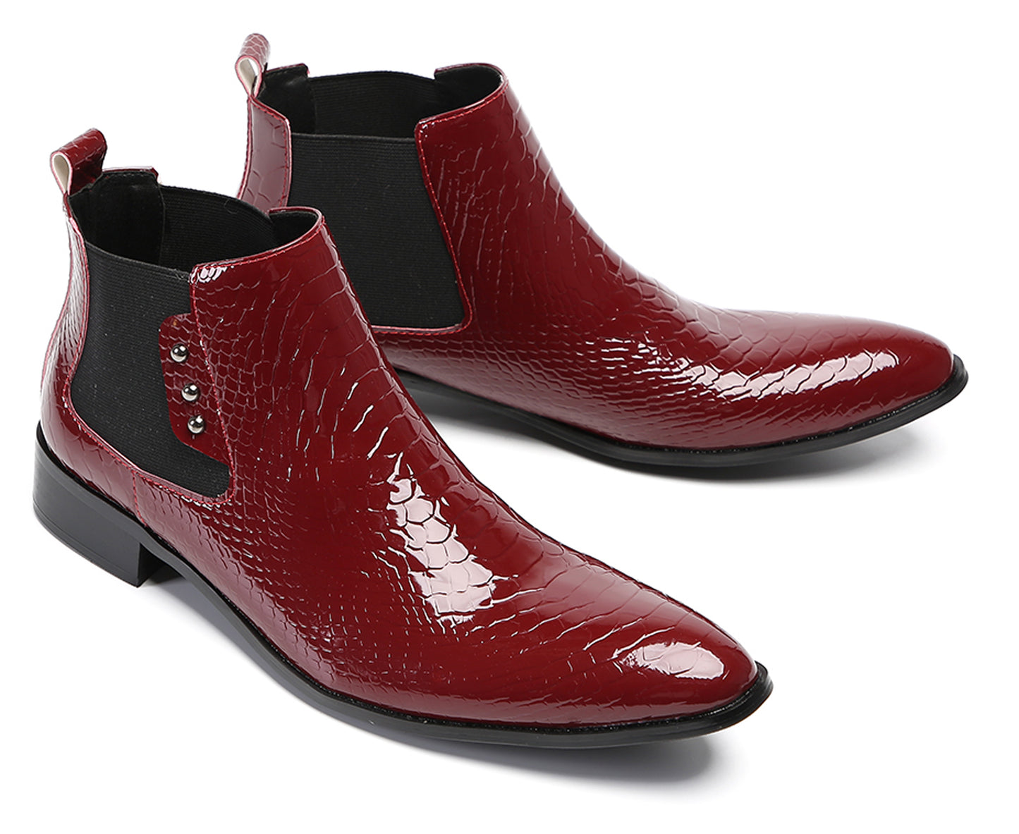 Mens Top-Grain Leather Slip-On Chelsea Boots