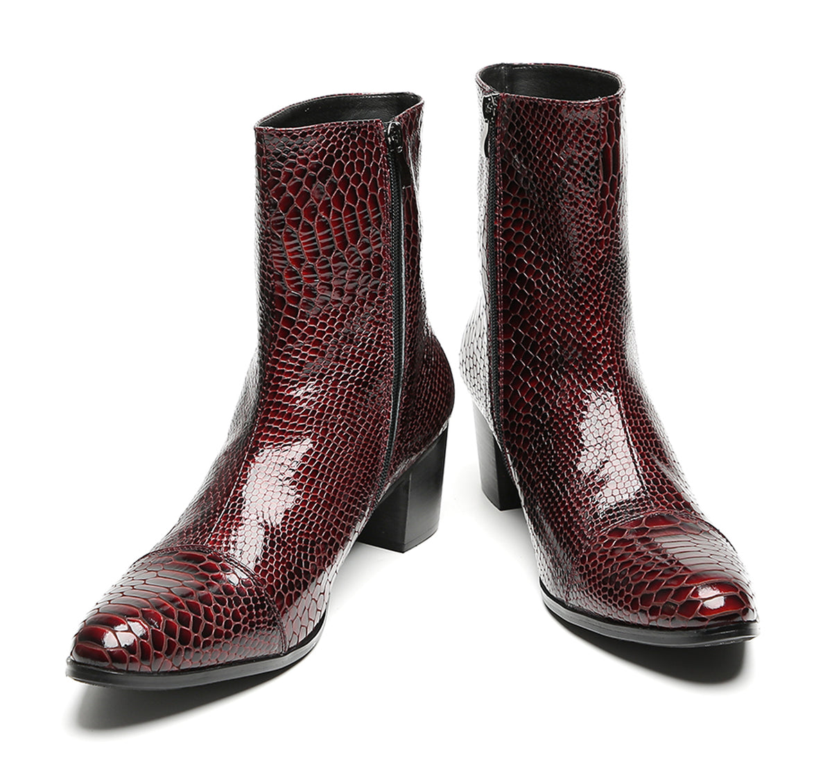 Mens Snakeskin Side Zipper Cowboy Western Boots