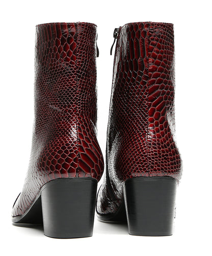 Mens Snakeskin Side Zipper Cowboy Western Boots