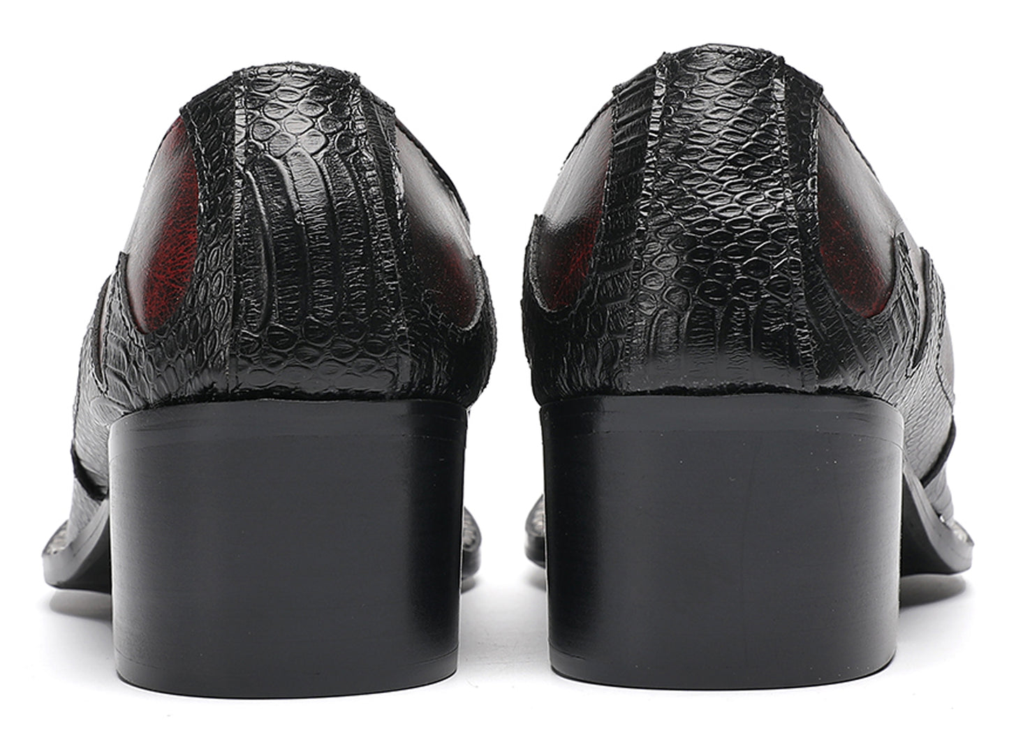 Mens Genuine Leather Metal Pointed Toe Two Tone Western Loafers