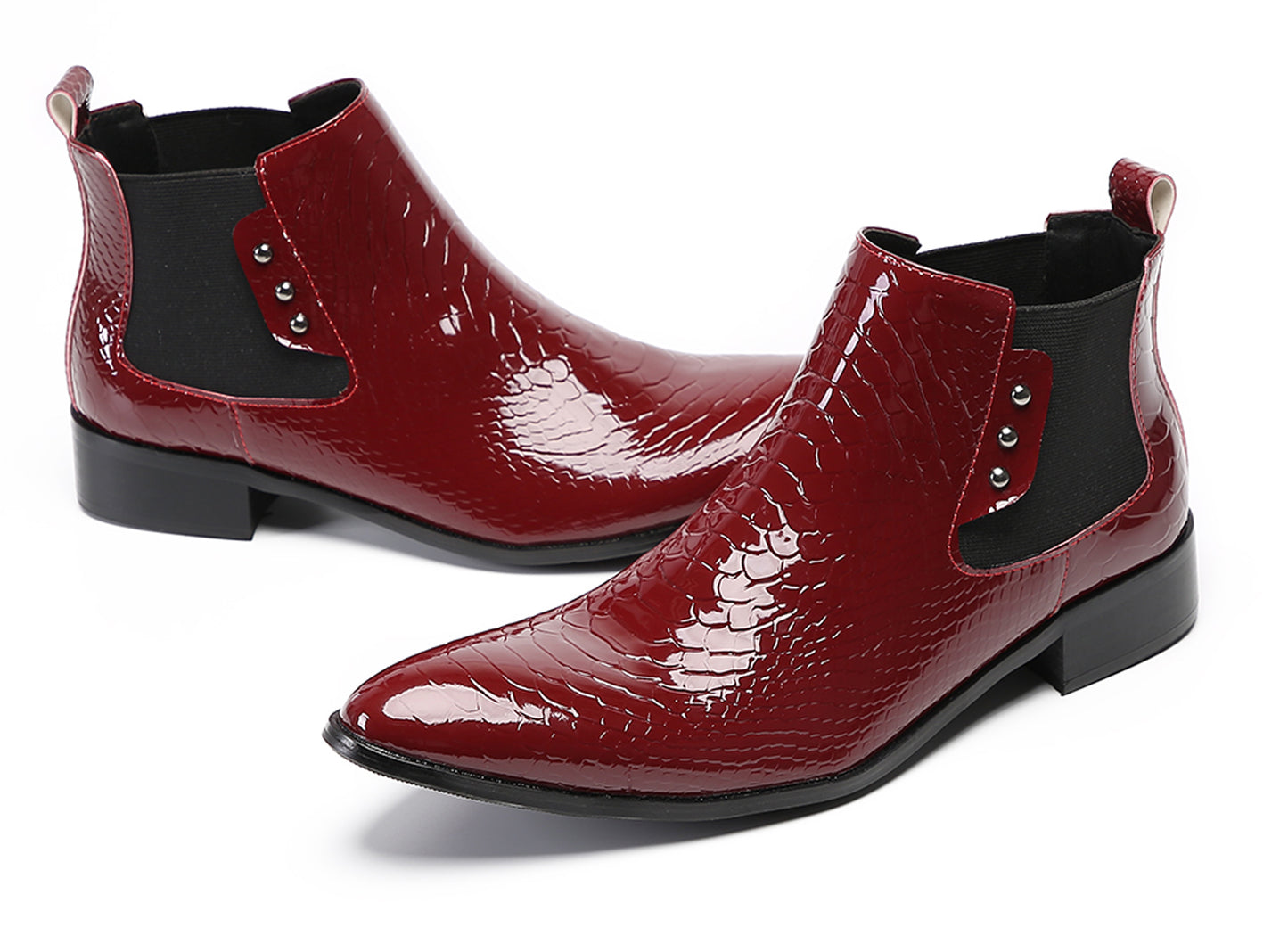 Mens Top-Grain Leather Slip-On Chelsea Boots