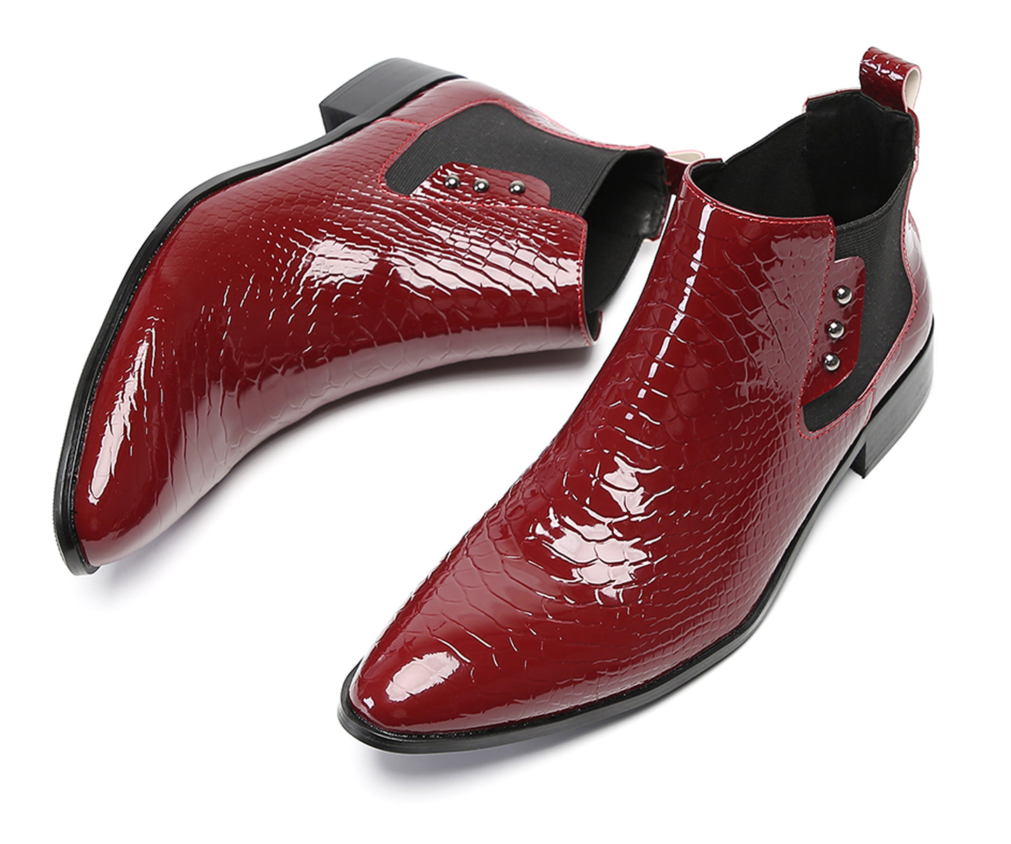 Mens Top-Grain Leather Slip-On Chelsea Boots